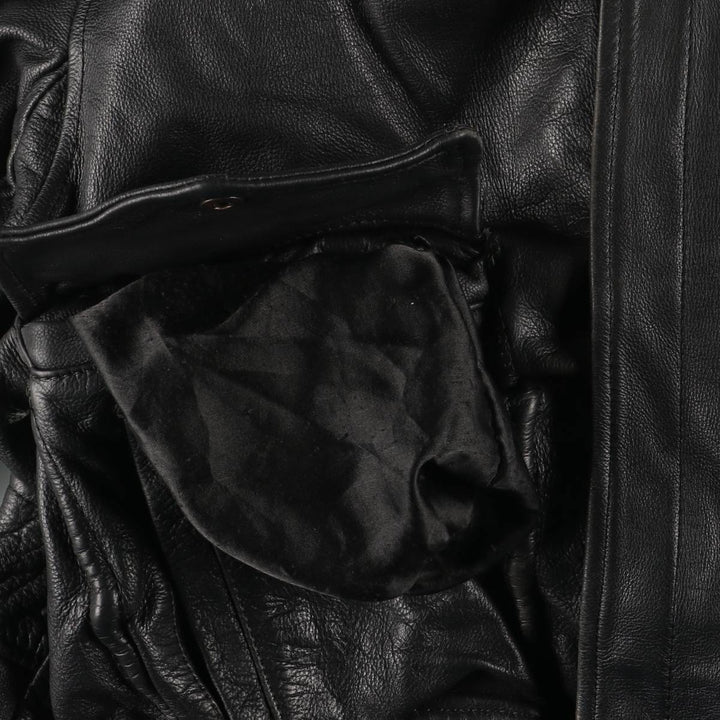 A-2 type padded leather flight jacket, men's size L genuine leather black type Vintage Second Hand