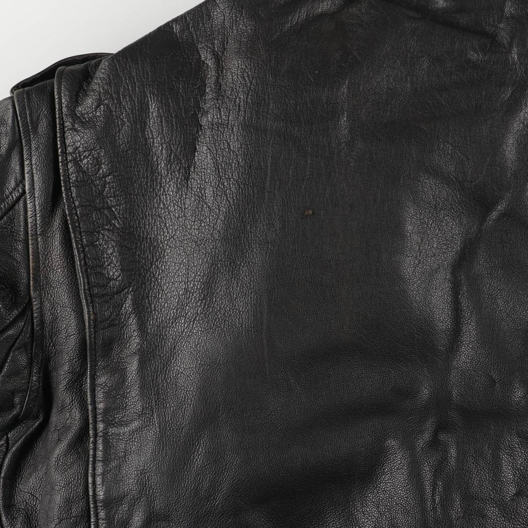 A-2 type padded leather flight jacket, men's size L genuine leather black type Vintage Second Hand