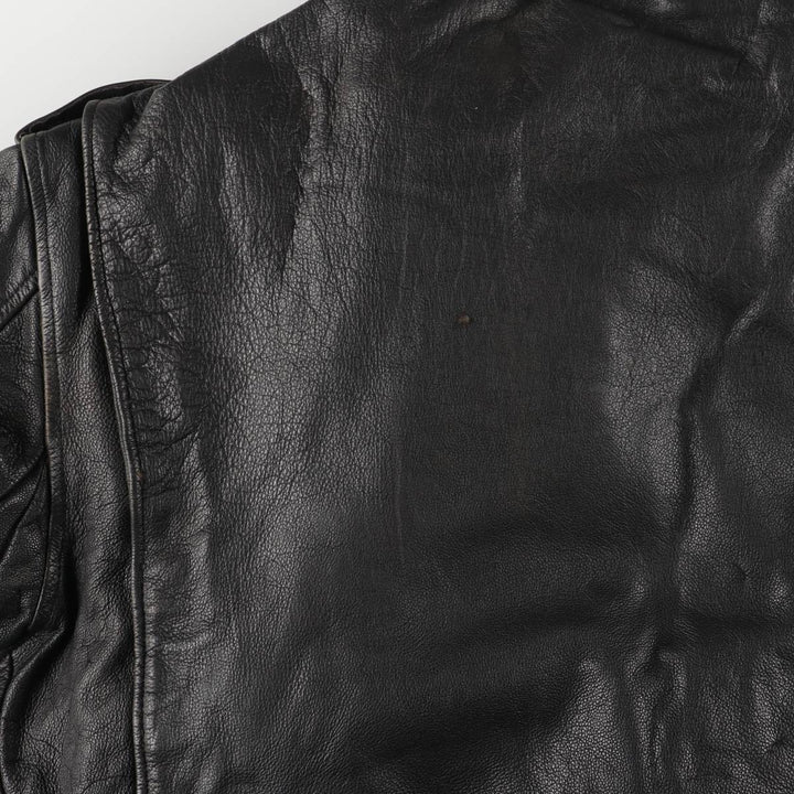 A-2 type padded leather flight jacket, men's size L genuine leather black type Vintage Second Hand