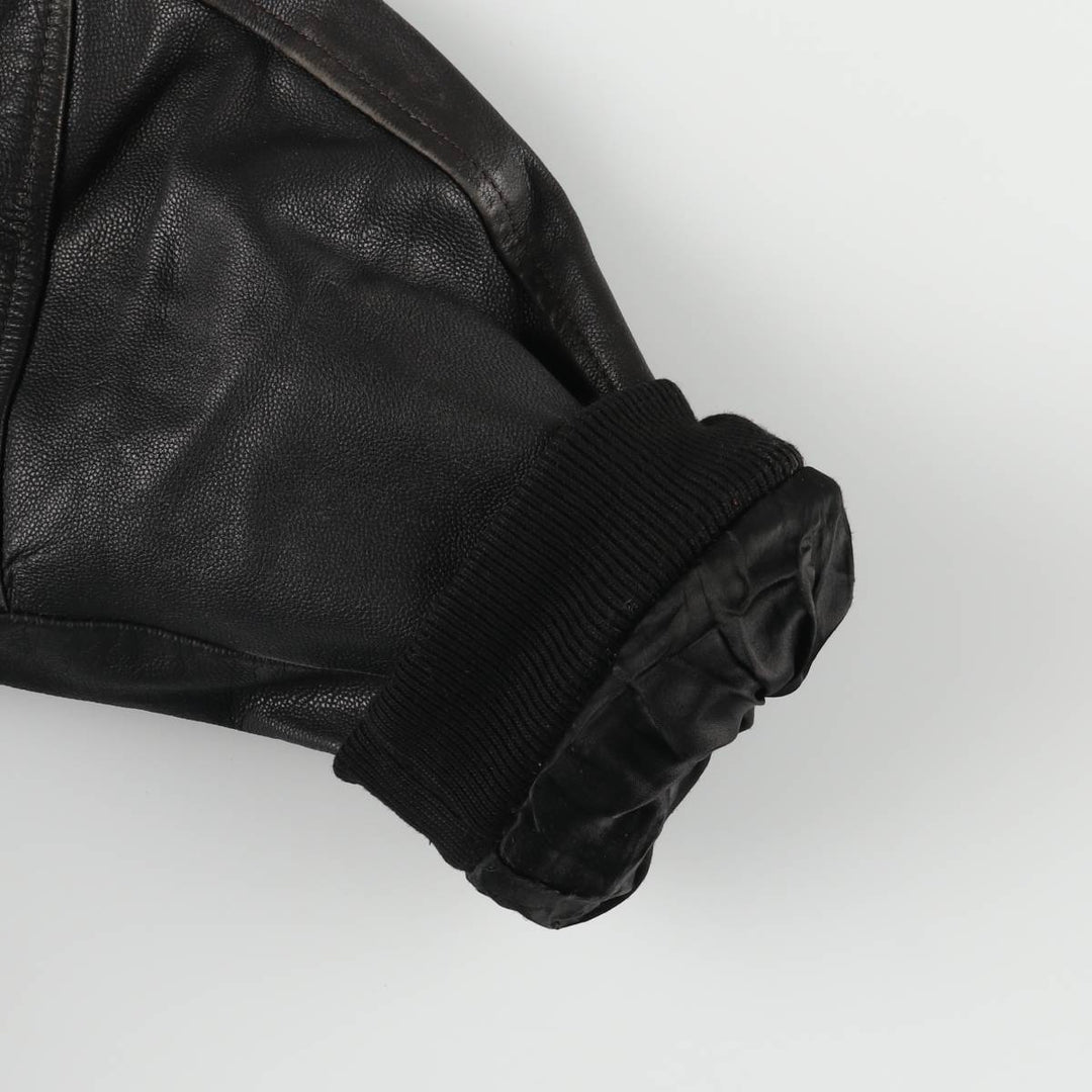 A-2 type padded leather flight jacket, men's size L genuine leather black type Vintage Second Hand
