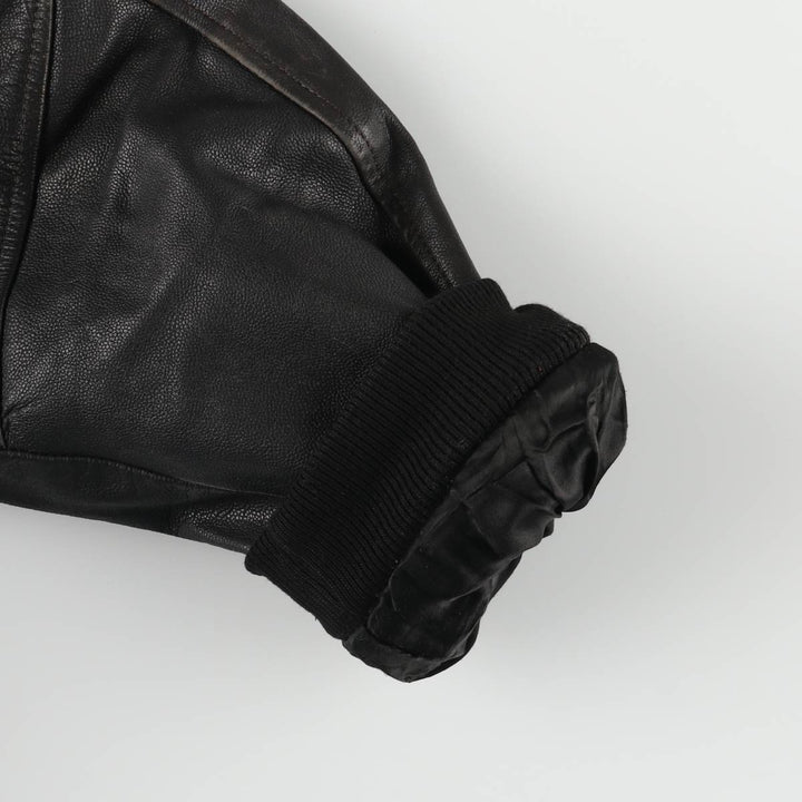 A-2 type padded leather flight jacket, men's size L genuine leather black type Vintage Second Hand