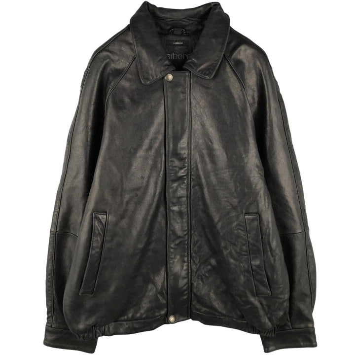 90s-00'S Claiborne padded leather jacket, men's size L, vintage Genuine Leather Lamb Leather black type Vintage Second Hand