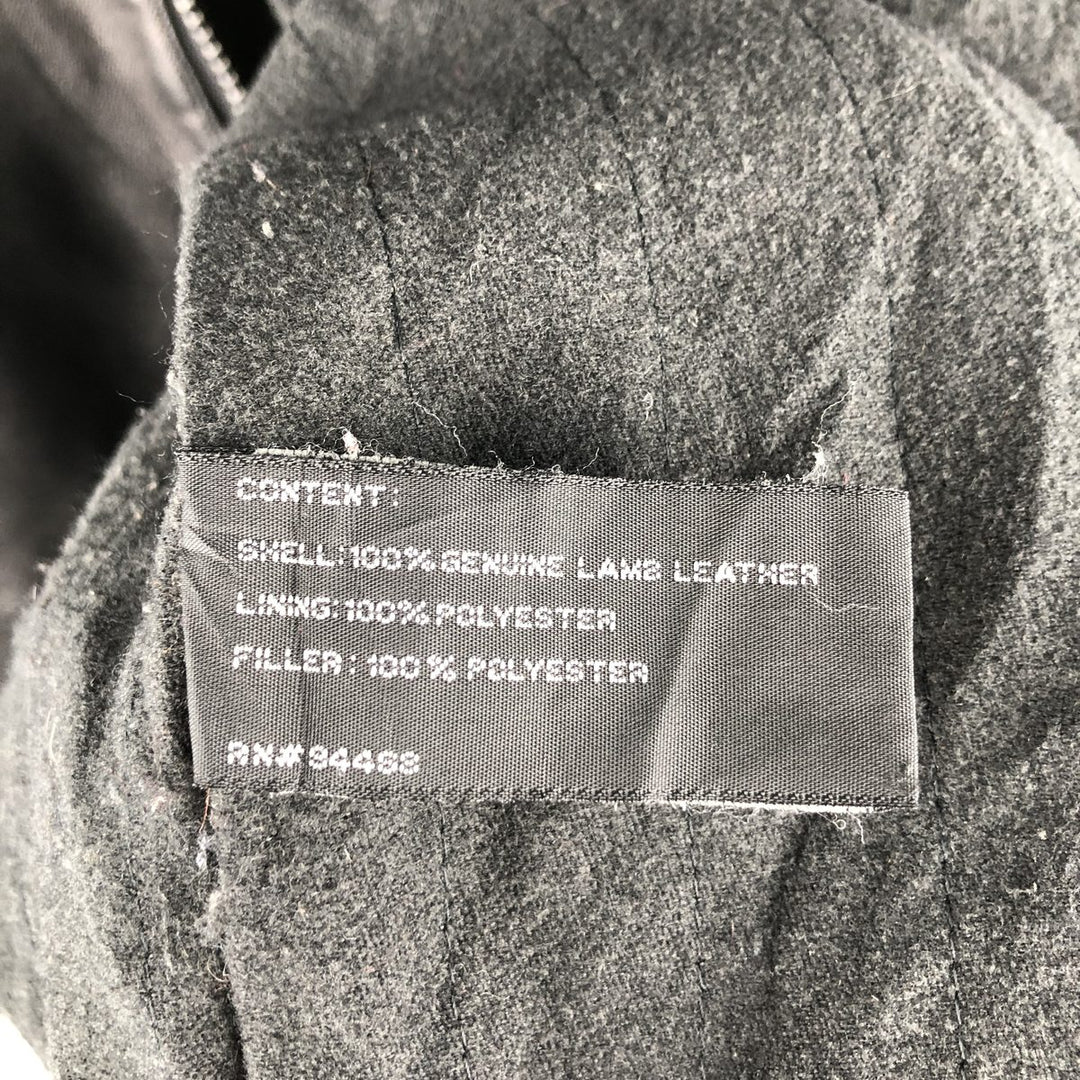 90s-00'S Claiborne padded leather jacket, men's size L, vintage Genuine Leather Lamb Leather black type Vintage Second Hand