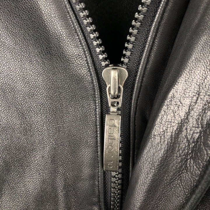 90s-00'S Claiborne padded leather jacket, men's size L, vintage Genuine Leather Lamb Leather black type Vintage Second Hand