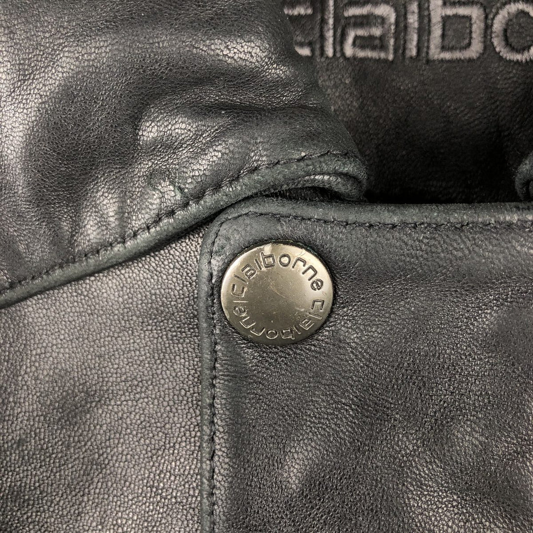 90s-00'S Claiborne padded leather jacket, men's size L, vintage Genuine Leather Lamb Leather black type Vintage Second Hand