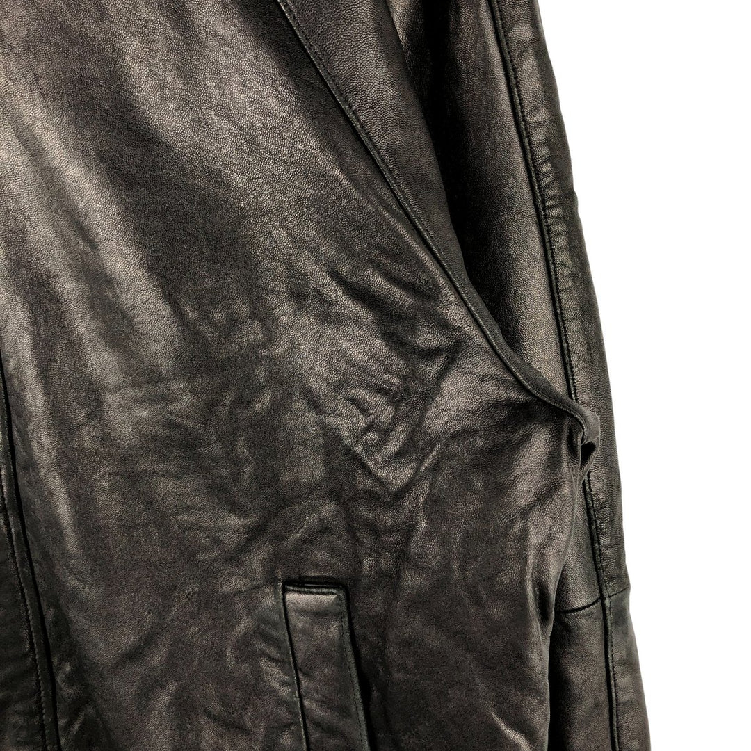 90s-00'S Claiborne padded leather jacket, men's size L, vintage Genuine Leather Lamb Leather black type Vintage Second Hand