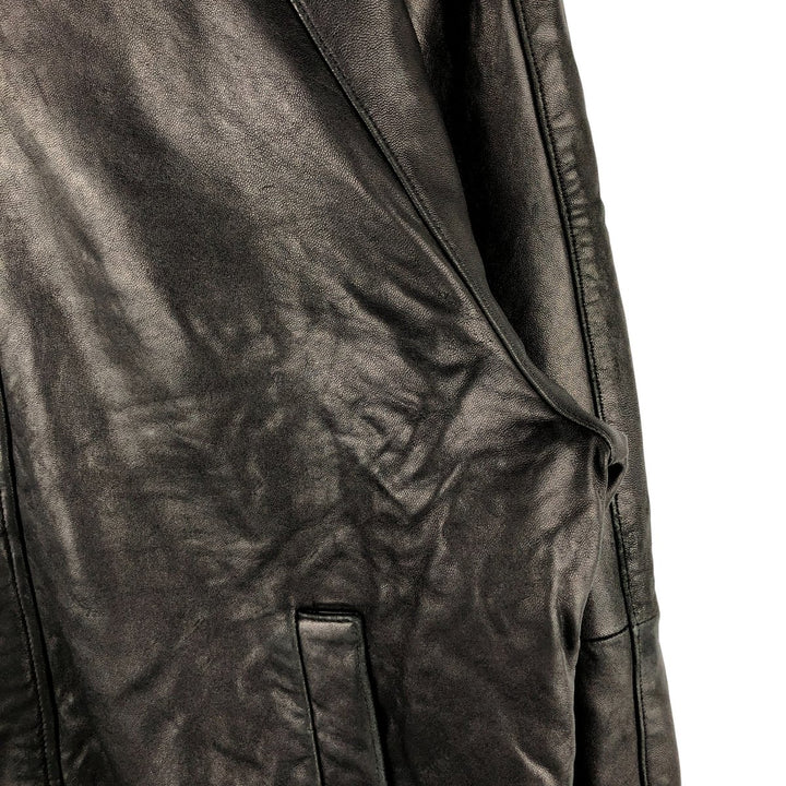 90s-00'S Claiborne padded leather jacket, men's size L, vintage Genuine Leather Lamb Leather black type Vintage Second Hand