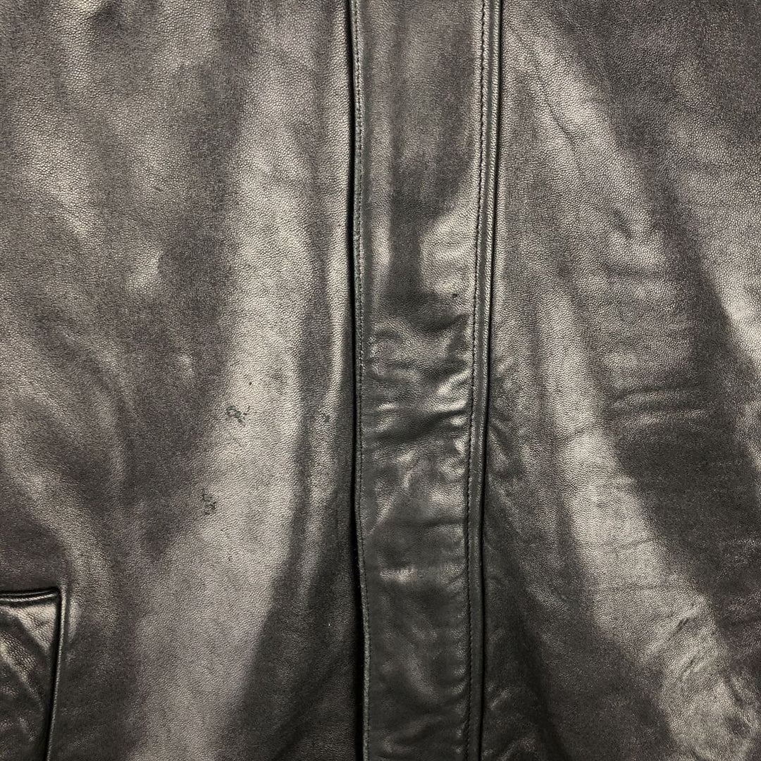 90s-00'S Claiborne padded leather jacket, men's size L, vintage Genuine Leather Lamb Leather black type Vintage Second Hand