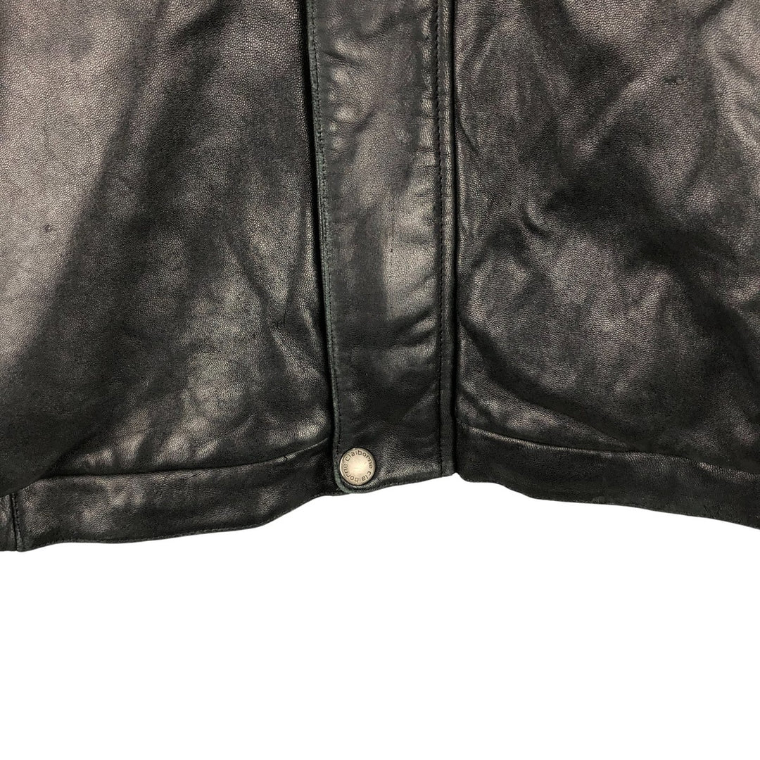 90s-00'S Claiborne padded leather jacket, men's size L, vintage Genuine Leather Lamb Leather black type Vintage Second Hand