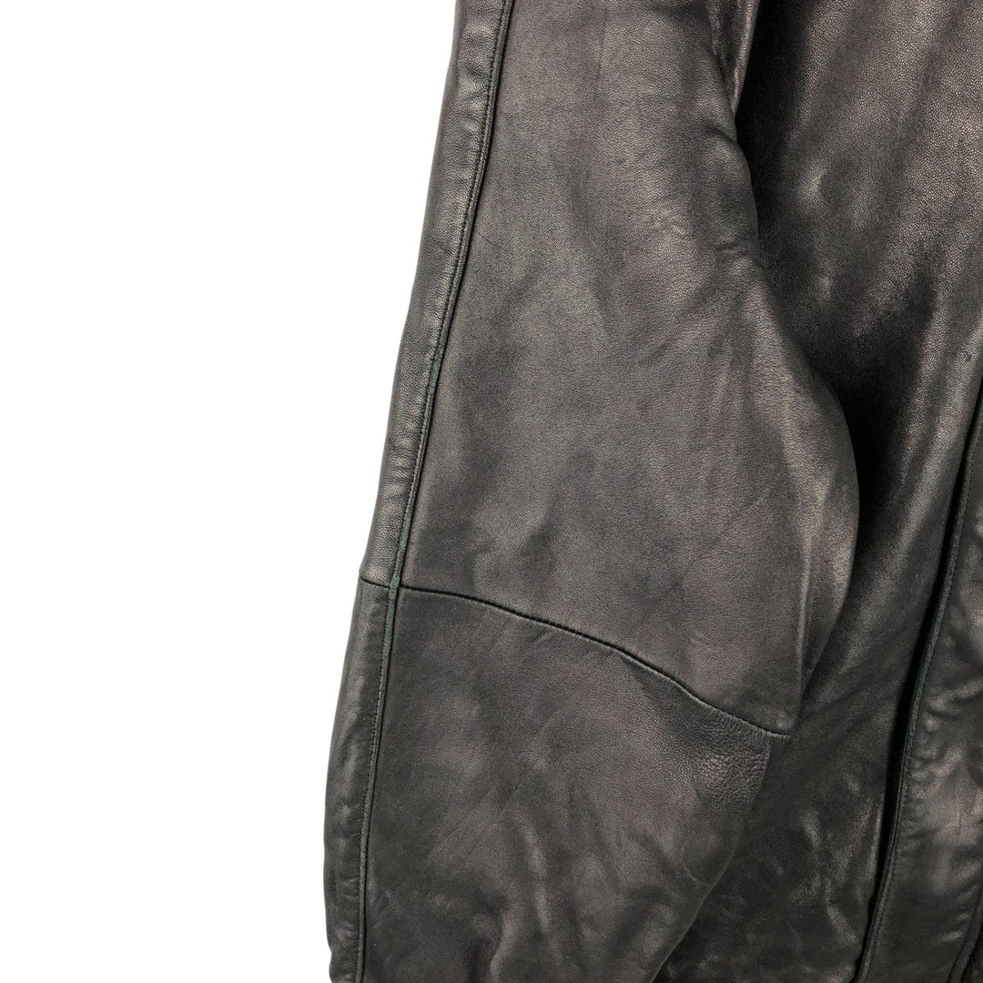 90s-00'S Claiborne padded leather jacket, men's size L, vintage Genuine Leather Lamb Leather black type Vintage Second Hand