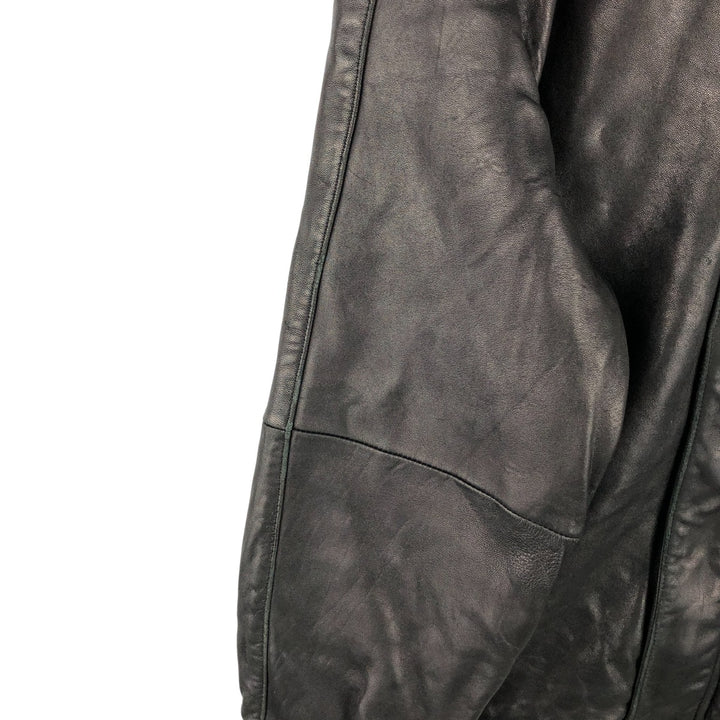 90s-00'S Claiborne padded leather jacket, men's size L, vintage Genuine Leather Lamb Leather black type Vintage Second Hand