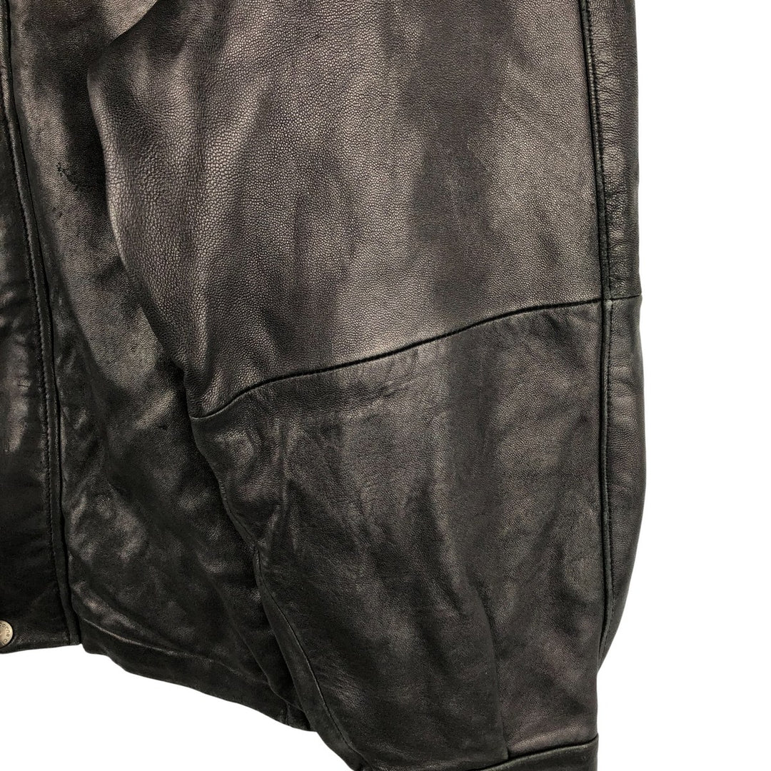 90s-00'S Claiborne padded leather jacket, men's size L, vintage Genuine Leather Lamb Leather black type Vintage Second Hand