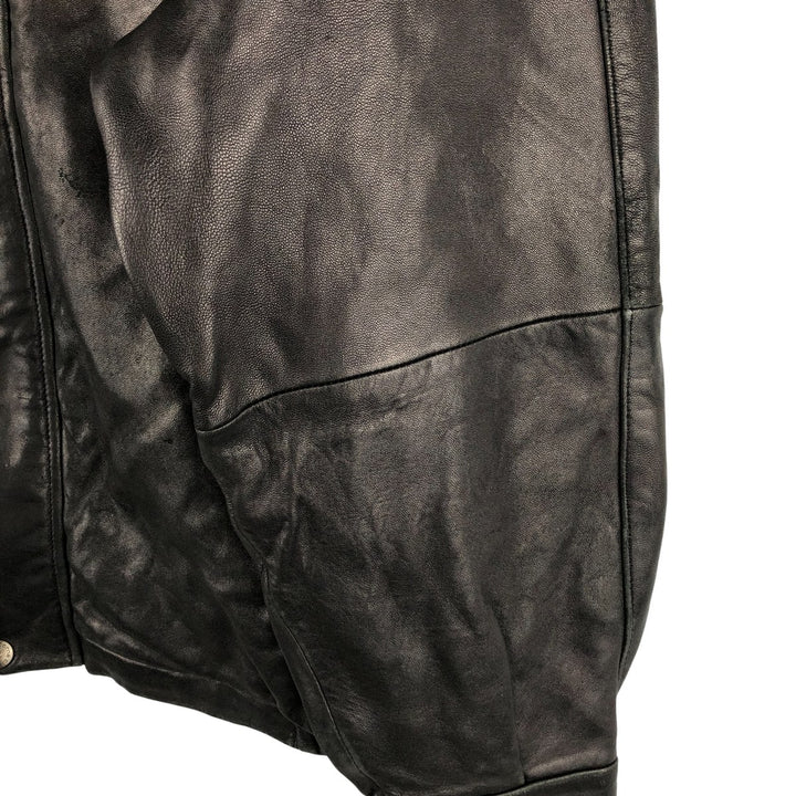 90s-00'S Claiborne padded leather jacket, men's size L, vintage Genuine Leather Lamb Leather black type Vintage Second Hand