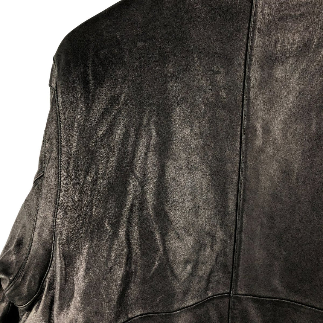 90s-00'S Claiborne padded leather jacket, men's size L, vintage Genuine Leather Lamb Leather black type Vintage Second Hand