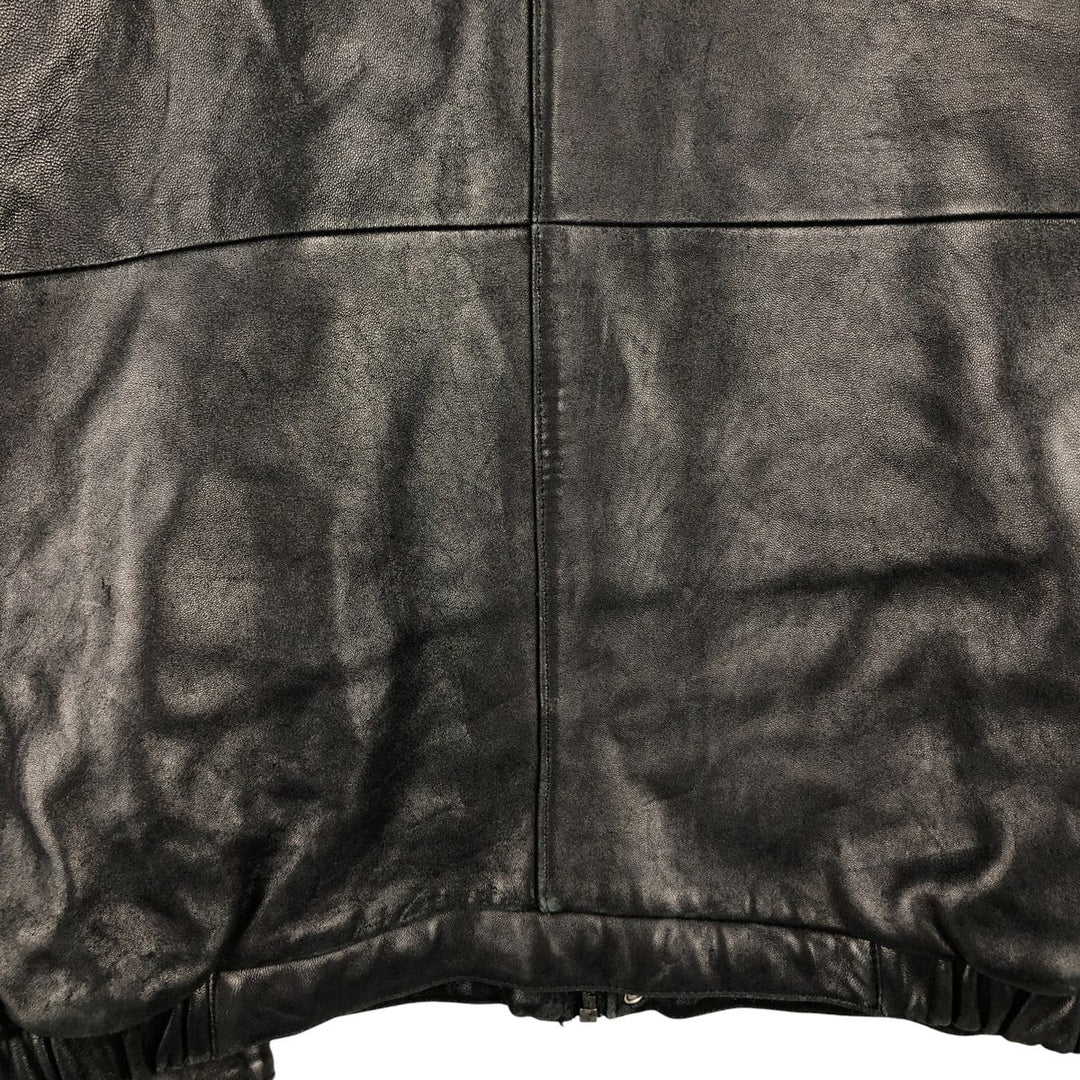 90s-00'S Claiborne padded leather jacket, men's size L, vintage Genuine Leather Lamb Leather black type Vintage Second Hand