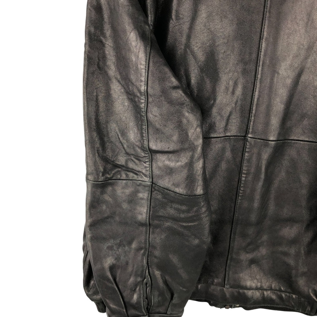 90s-00'S Claiborne padded leather jacket, men's size L, vintage Genuine Leather Lamb Leather black type Vintage Second Hand