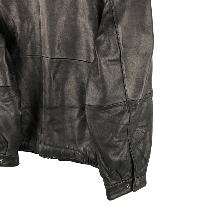 90s-00'S Claiborne padded leather jacket, men's size L, vintage Genuine Leather Lamb Leather black type Vintage Second Hand