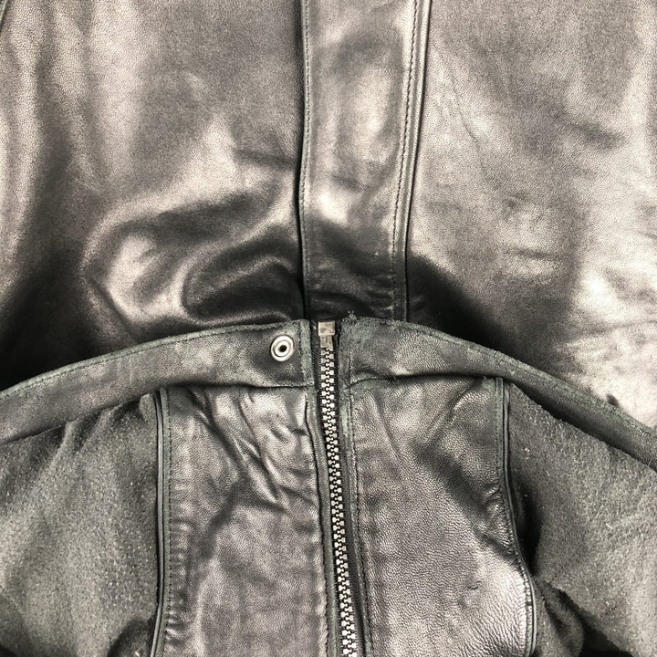 90s-00'S Claiborne padded leather jacket, men's size L, vintage Genuine Leather Lamb Leather black type Vintage Second Hand