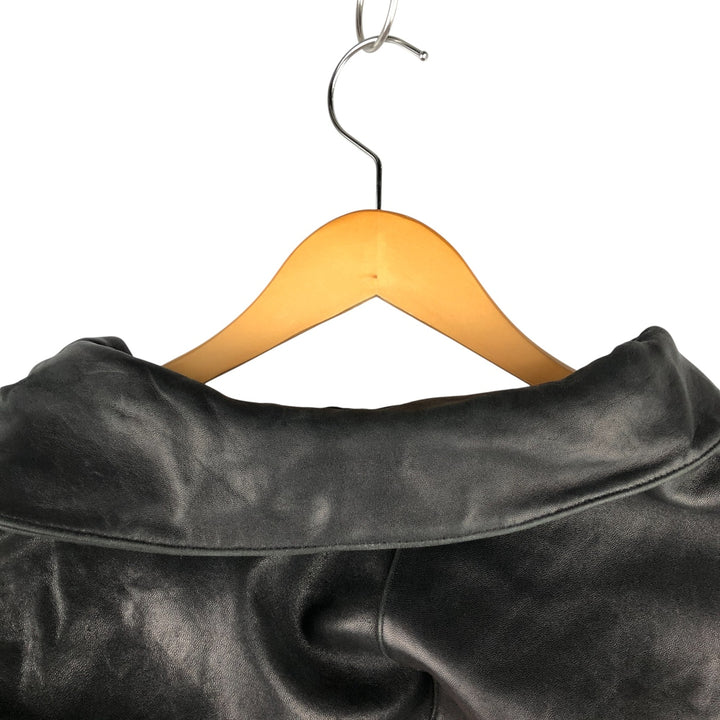 90s-00'S Claiborne padded leather jacket, men's size L, vintage Genuine Leather Lamb Leather black type Vintage Second Hand