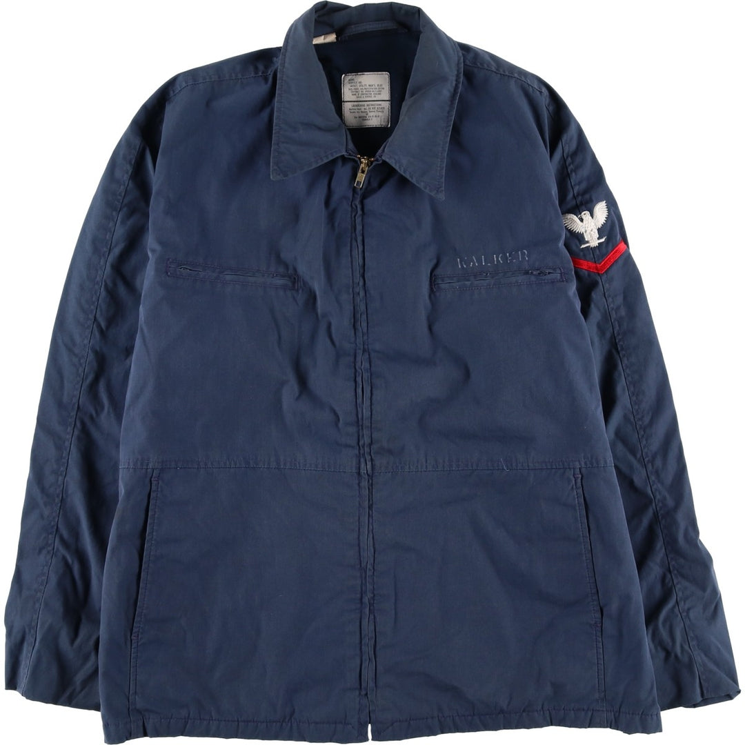 1990'S US Navy Military Utility Jacket, Made in USA, Size 48L (Men's L), Vintage polyester navy blue type Vintage Second Hand