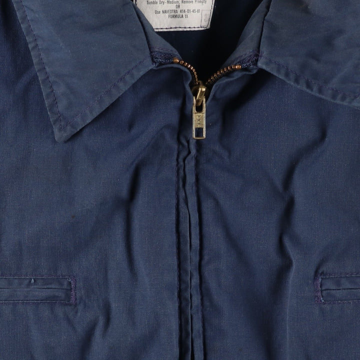 1990'S US Navy Military Utility Jacket, Made in USA, Size 48L (Men's L), Vintage polyester navy blue type Vintage Second Hand
