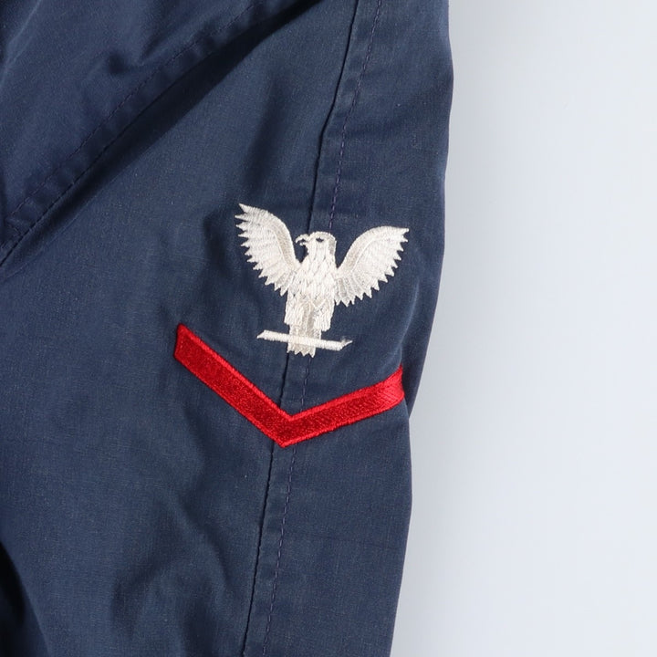 1990'S US Navy Military Utility Jacket, Made in USA, Size 48L (Men's L), Vintage polyester navy blue type Vintage Second Hand