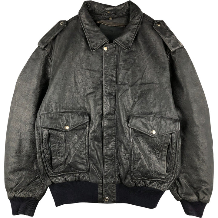 Vintage A-2 Leather Flight Jacket, Men's Size Medium genuine leather black type Vintage Second Hand