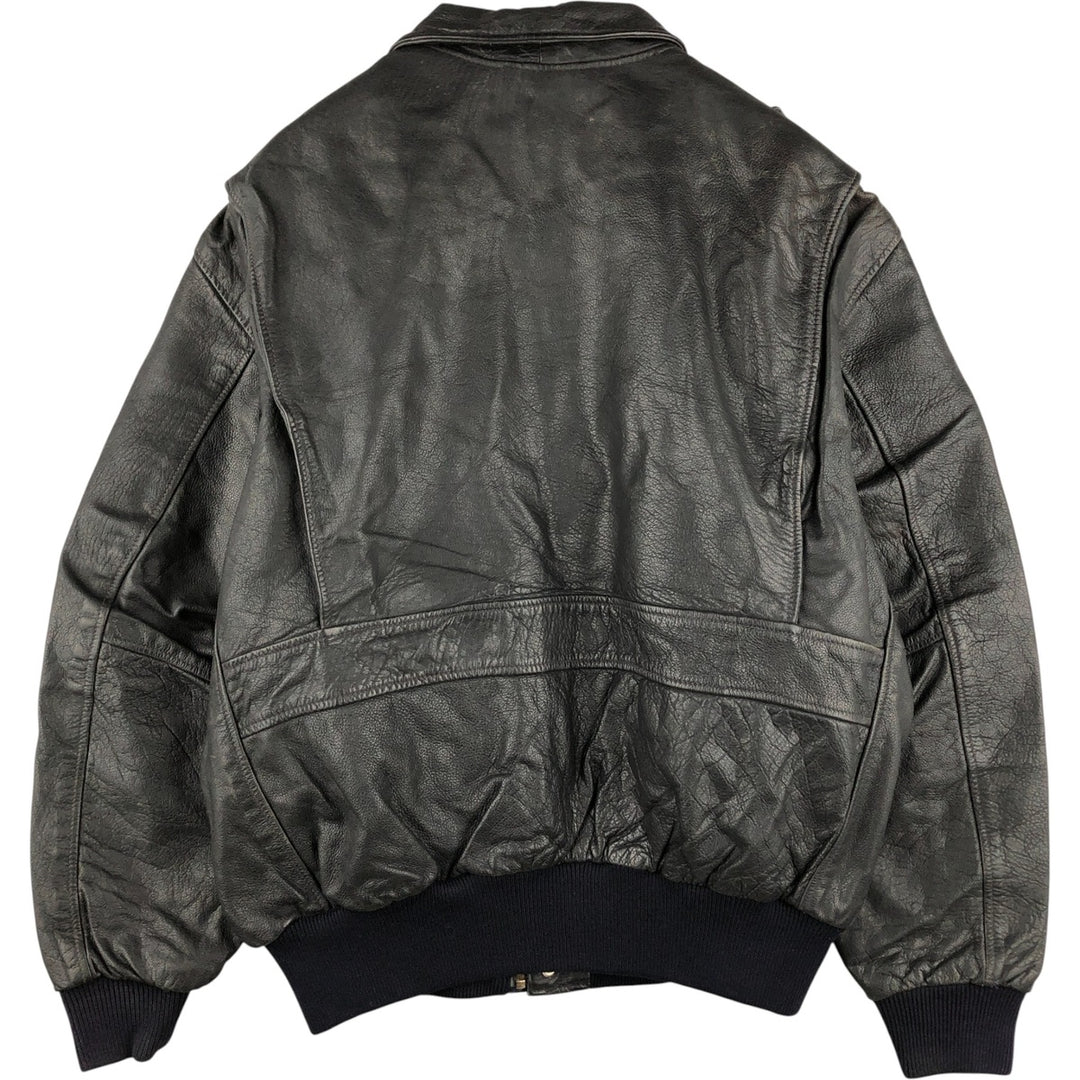 Vintage A-2 Leather Flight Jacket, Men's Size Medium genuine leather black type Vintage Second Hand