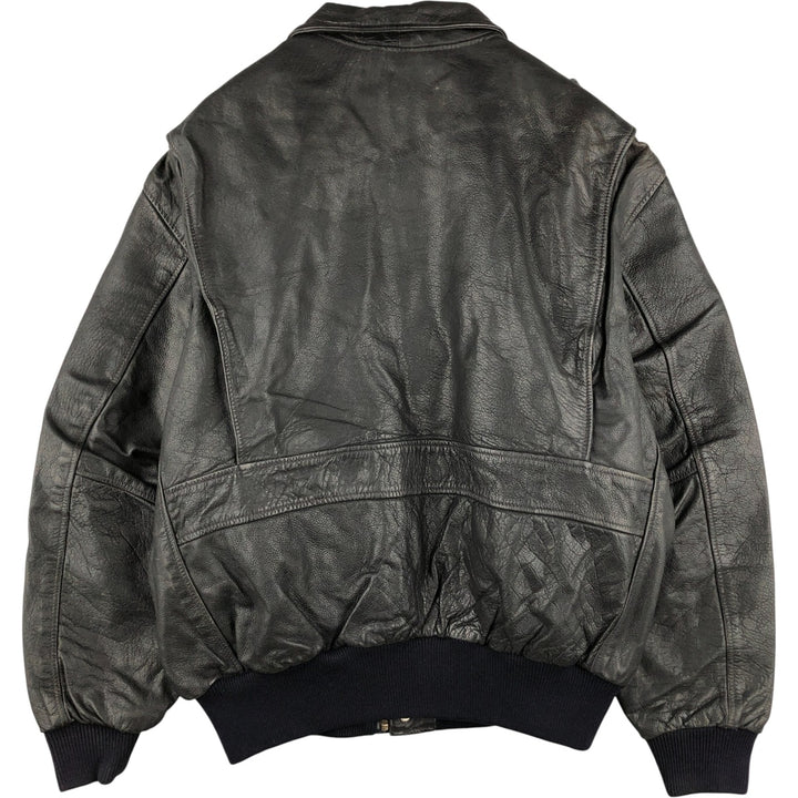 Vintage A-2 Leather Flight Jacket, Men's Size Medium genuine leather black type Vintage Second Hand