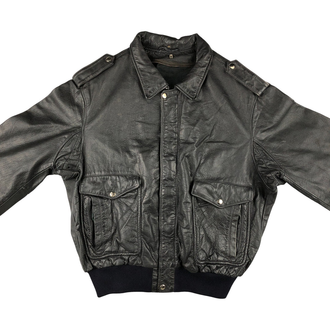 Vintage A-2 Leather Flight Jacket, Men's Size Medium genuine leather black type Vintage Second Hand