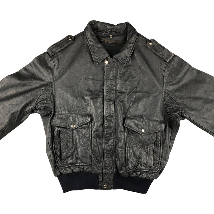 Vintage A-2 Leather Flight Jacket, Men's Size Medium genuine leather black type Vintage Second Hand