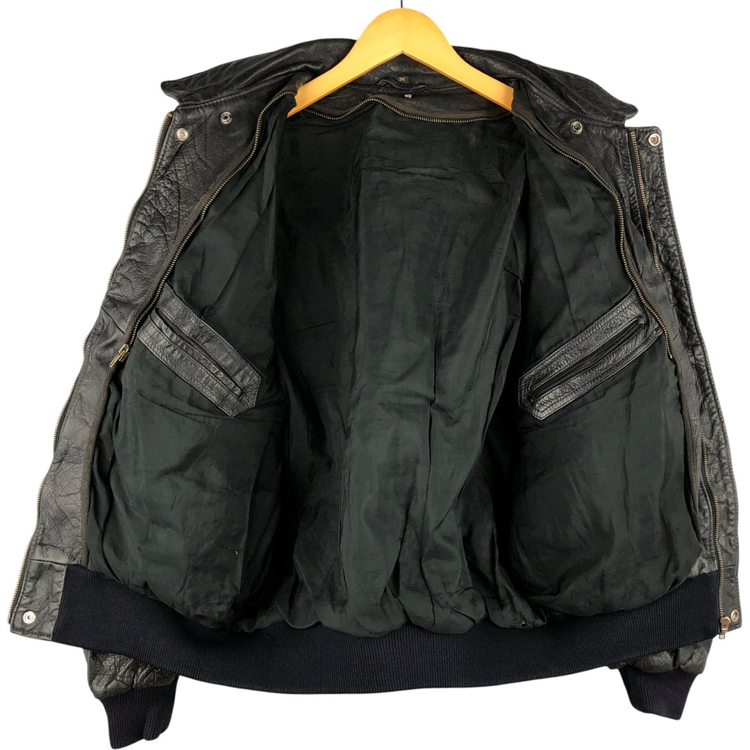Vintage A-2 Leather Flight Jacket, Men's Size Medium genuine leather black type Vintage Second Hand