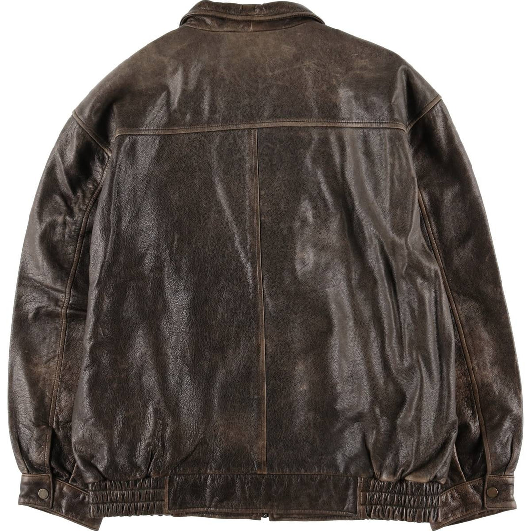 DANIEL HECHTER swing-top leather jacket, men's size XL, vintage genuine leather brown type Vintage Second Hand