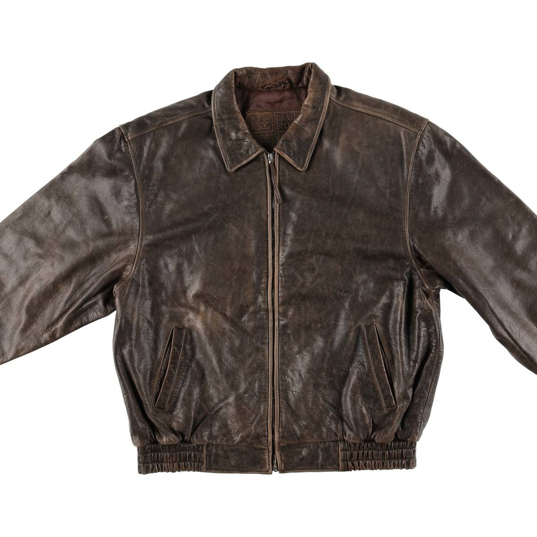 DANIEL HECHTER swing-top leather jacket, men's size XL, vintage genuine leather brown type Vintage Second Hand