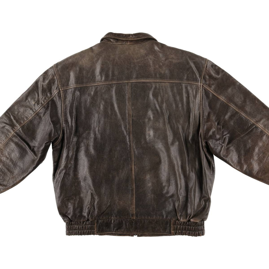 DANIEL HECHTER swing-top leather jacket, men's size XL, vintage genuine leather brown type Vintage Second Hand