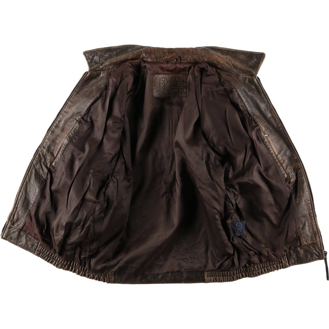 DANIEL HECHTER swing-top leather jacket, men's size XL, vintage genuine leather brown type Vintage Second Hand