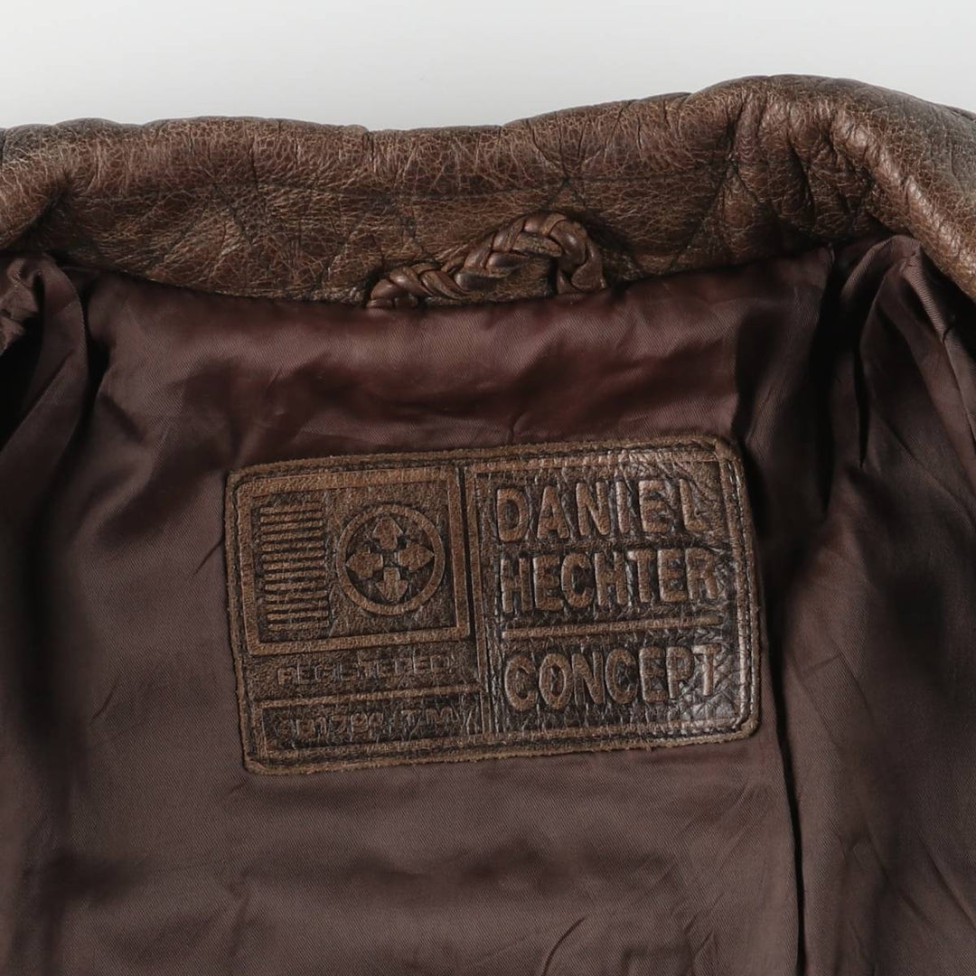 DANIEL HECHTER swing-top leather jacket, men's size XL, vintage genuine leather brown type Vintage Second Hand