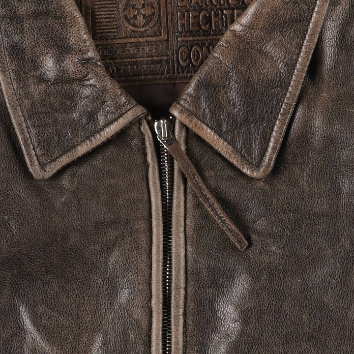 DANIEL HECHTER swing-top leather jacket, men's size XL, vintage genuine leather brown type Vintage Second Hand