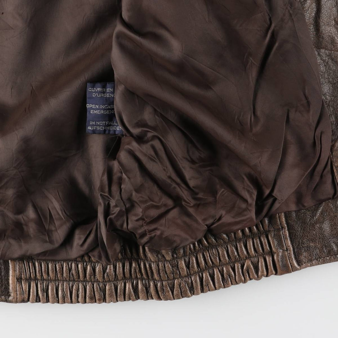 DANIEL HECHTER swing-top leather jacket, men's size XL, vintage genuine leather brown type Vintage Second Hand