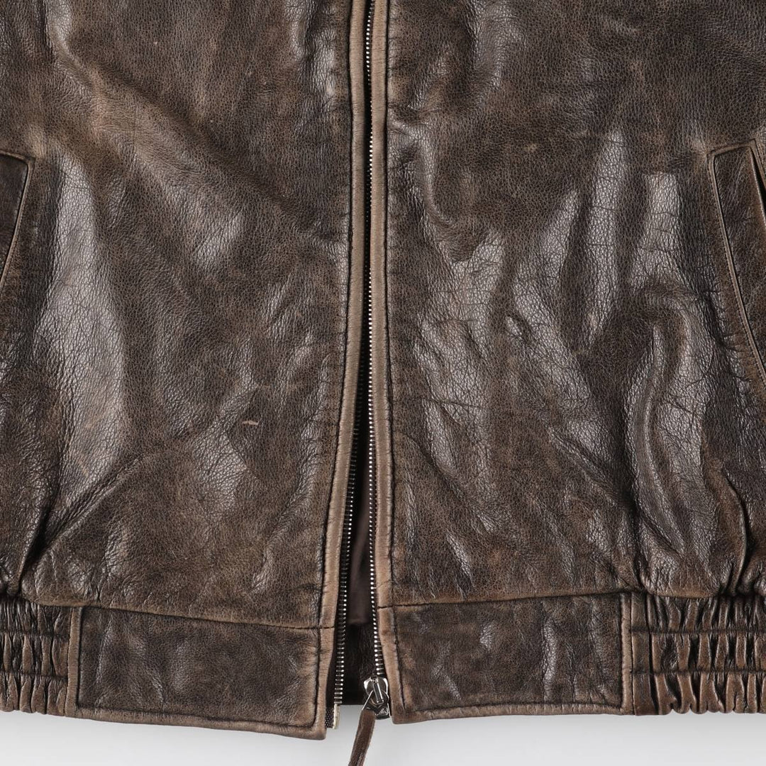 DANIEL HECHTER swing-top leather jacket, men's size XL, vintage genuine leather brown type Vintage Second Hand