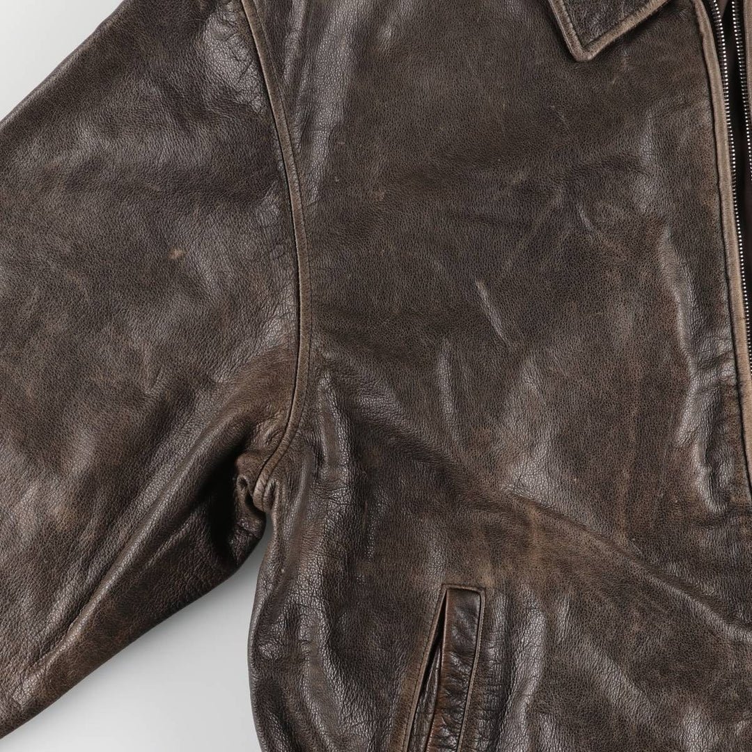 DANIEL HECHTER swing-top leather jacket, men's size XL, vintage genuine leather brown type Vintage Second Hand