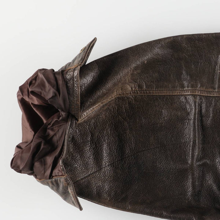 DANIEL HECHTER swing-top leather jacket, men's size XL, vintage genuine leather brown type Vintage Second Hand