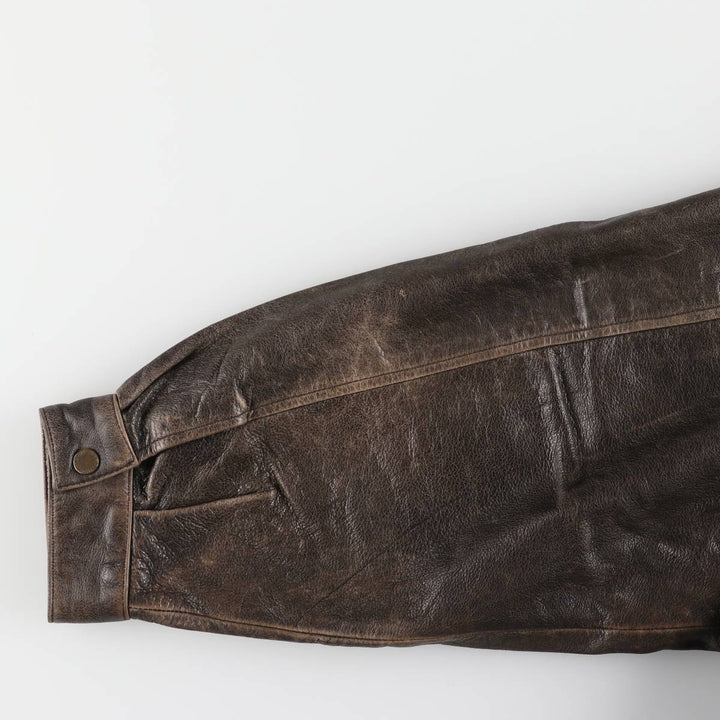 DANIEL HECHTER swing-top leather jacket, men's size XL, vintage genuine leather brown type Vintage Second Hand