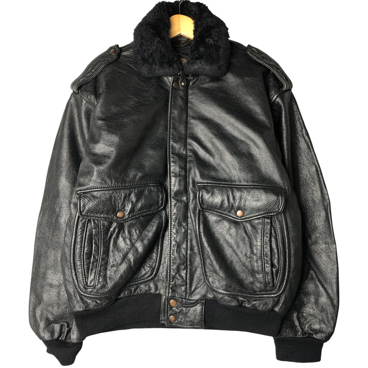 THE PILOT G-1 Type Leather Flight Jacket, Men's XL genuine leather black type Vintage Second Hand
