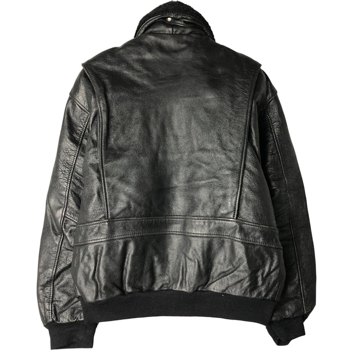 THE PILOT G-1 Type Leather Flight Jacket, Men's XL genuine leather black type Vintage Second Hand