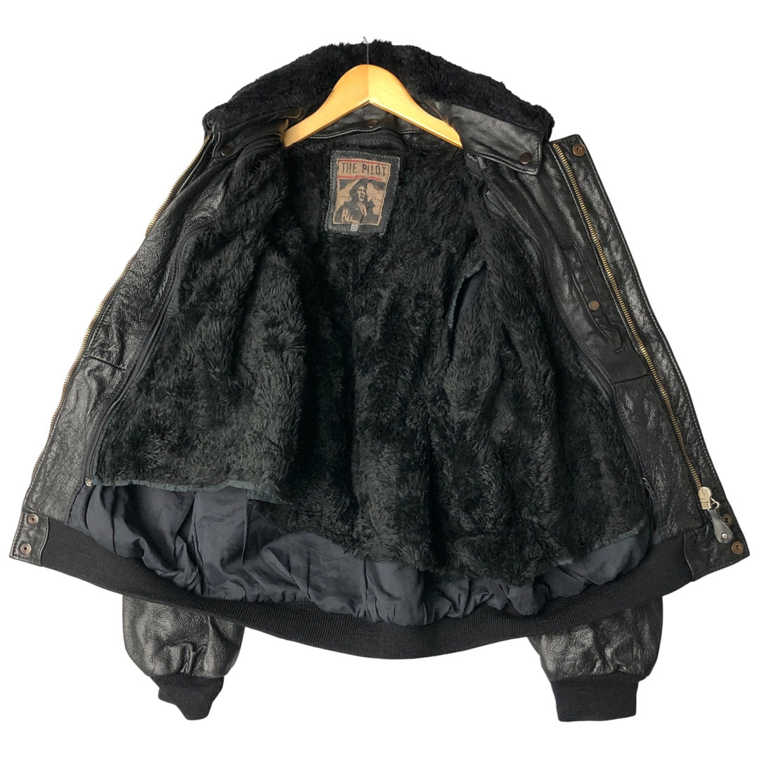 THE PILOT G-1 Type Leather Flight Jacket, Men's XL genuine leather black type Vintage Second Hand