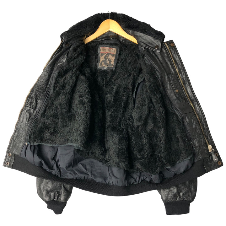 THE PILOT G-1 Type Leather Flight Jacket, Men's XL genuine leather black type Vintage Second Hand