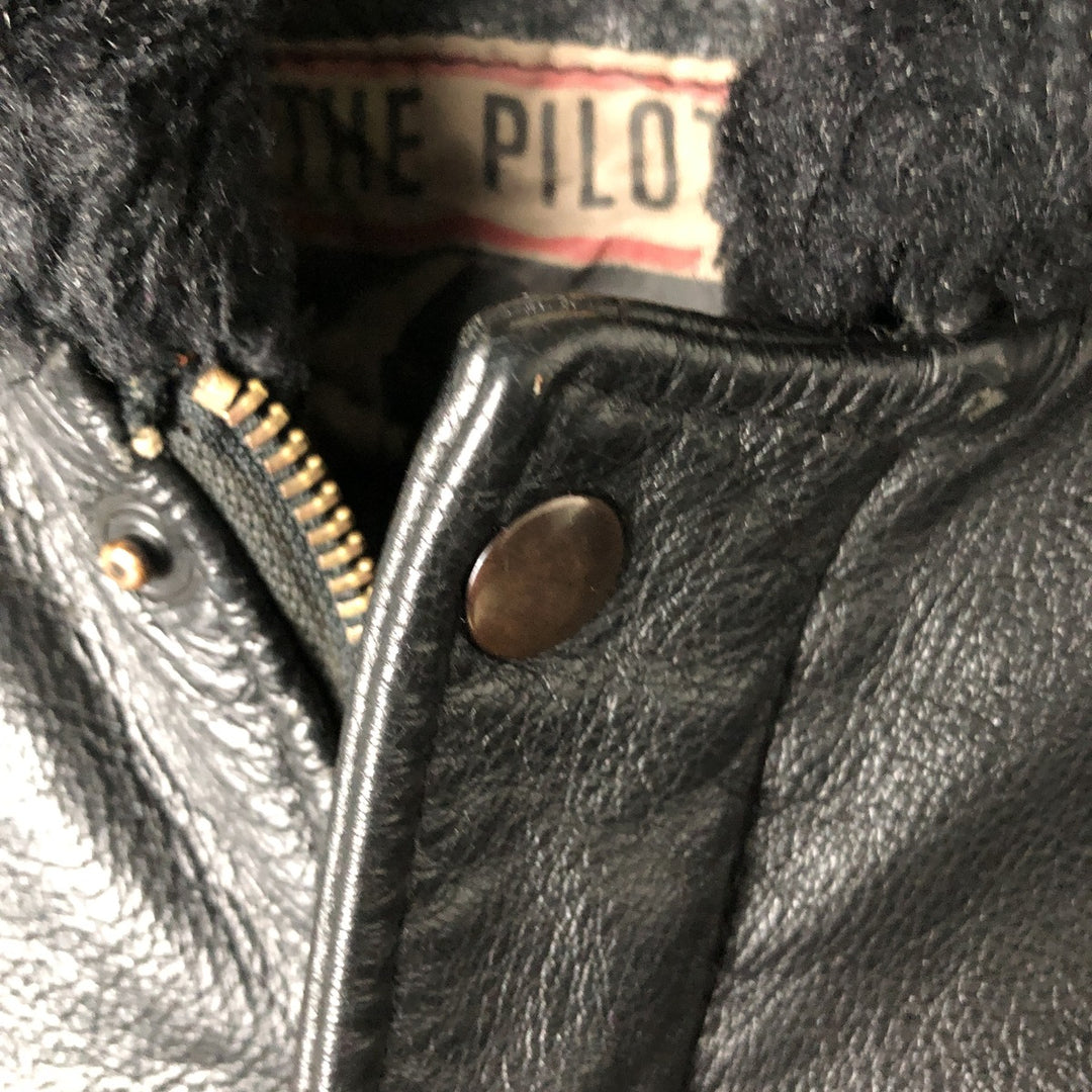 THE PILOT G-1 Type Leather Flight Jacket, Men's XL genuine leather black type Vintage Second Hand