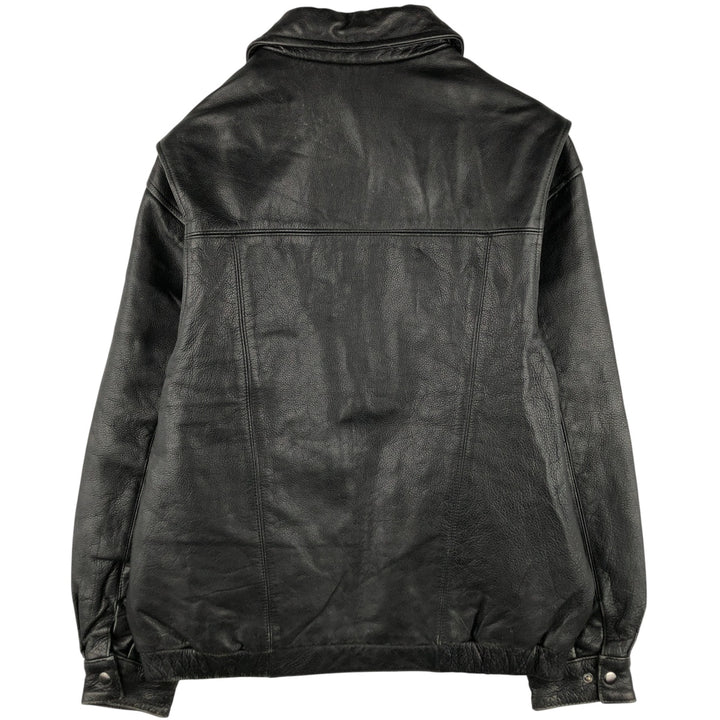 St. John's Bay Padded Swing-Top Leather Blouson, Men's Size M Genuine Leather Cowhide black type Vintage Second Hand