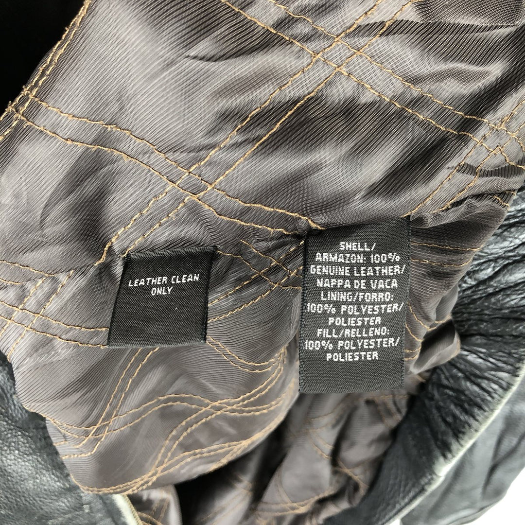 St. John's Bay Padded Swing-Top Leather Blouson, Men's Size M Genuine Leather Cowhide black type Vintage Second Hand